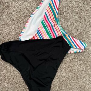Striped and Black Bikini Bottoms